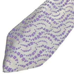 Gattonero All Silk Tie Silver Purple Floral Paisley Handmade in Italy